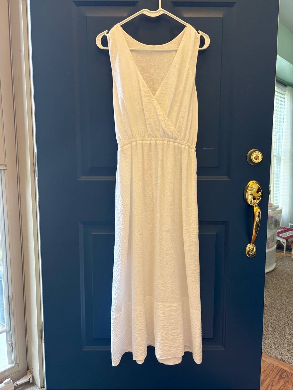 Vince Cream Sleeveless V-Neck Maxi Dress